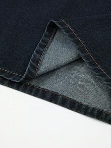 GlowEve Chân váy denim wash thường ngày dành cho nữ - Màu xanh lam - Xem 6