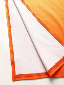 SHEIN 少女春夏修身休闲扎染印花露脐上衣和紧身半裙套装，热带百合海滩度假抹胸上衣和长裙套装 - 黃色 - 查看 5