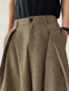 Claim Dot Men's Casual Everyday Pleated Wide Leg Loose Pants Wide Leg - Coffee Brown - View 6