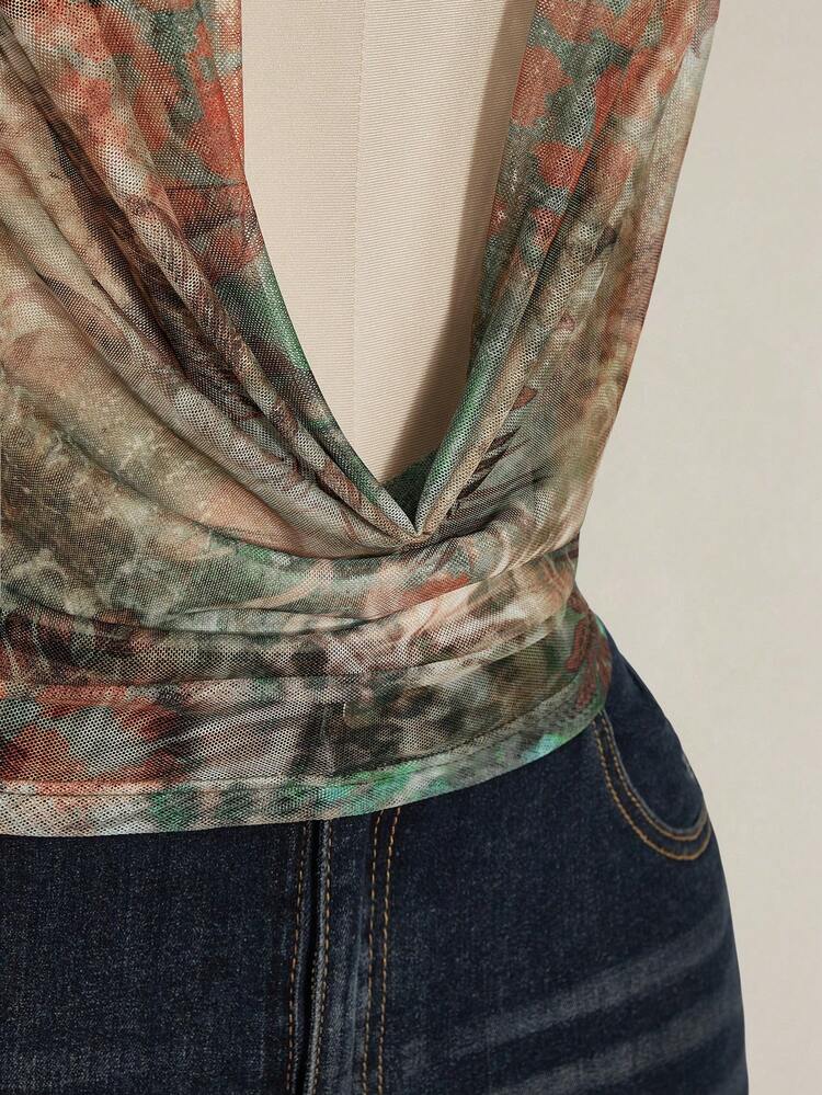 SHEIN ICON 女士外出绿色性感度假波西米亚西部风露背吊带露背性感背心，夏季时尚，夏季 - 彩色 - 查看 9