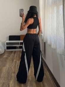 StreetHx Jeans di Denim Donna con Patchwork e Righe a Contrasto - nero - Visualizzare 2