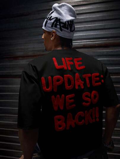 AXEPEAK Áo thun nam tay ngắn cổ tròn thêu khẩu hiệu, kiểu dáng thường ngày.