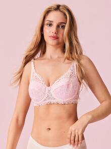 Áo ngực ren hoa gọng gợi cảm, Kawaii - Màu Hồng baby - Xem 3