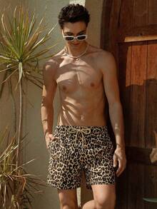 Azuldrift Men's Leopard Print Casual Beach Shorts - Multicolor - View 3