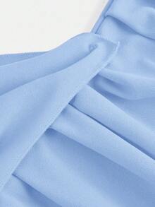 Girlism Vestido tubo elegante de fiesta con volantes y pliegues de punto de unicolor para adolescentes - Celeste - Ver 6