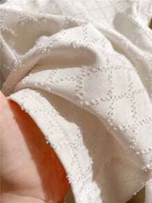 Quần ống rộng denim wash kiểu Hàn Quốc xuân/hè dành cho nữ, dáng rộng, họa tiết jacquard, túi sau, ôm sát, màu trắng. - Màu be - Xem 3