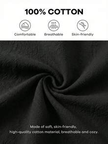 EMERY ROSE 女士夏季七分袖黑色纯棉休闲衬衫 - 黑色 - 查看 7