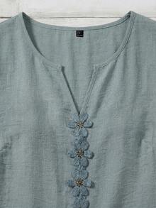 Blusa casual de verano de resort tejida para mujer - Verde 3 - Ver 6