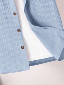 Tween Boy Textured Versatile Collared Short Sleeve Shirt - Baby Blue - View 3