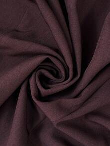 SHEIN Elenzya Plus Size Women's Spring/Summer Burgundy Elegant Asymmetrical Metal Button Lapel Short Sleeve Blouse - Brown - View 5