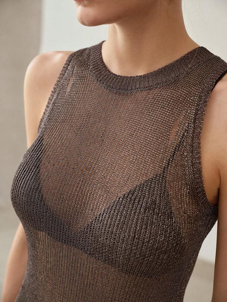 FASHION SHEER SLIM FIT KNIT TOP