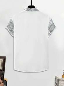 Manfinity RSRT Men's Tropical Plant Print Single-Breasted Casual Short Sleeve Shirt - Multicolor - View 2