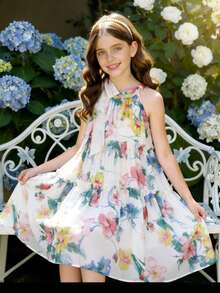 SHEIN Đầm thời trang in họa tiết bằng vải chiffon cho bé gái - Nhiều màu - Xem 3