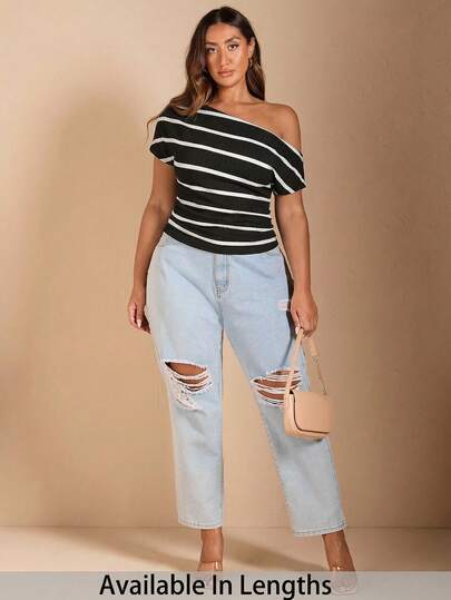 SHEIN Tall CURVE CURVE New Plus Size Women's Tall Girls SummerWomen's Off-Shoulder Short Sleeve SBlack And White Stripes T-Shirt, Tall Women Top ,Suitable For Tall Women.High-Waisted Makes You Look Slimmer And Your Legs Longer, Suitable For Tall Women.Suitable For All Seasons And Occasion,Suitable For Tall Girls& Women, Summer Top,Summer Summer Top Summer Outfits Summer Holiday Outfits Long Summer Top For Women Spring Outfit , Top,Casual Top,High-Waisted Slimming Top For Summer,Elegant Women's Ceremony Vest ,Elegant Vest S For Party,Elegant Vest For Ladies,Vacation Outfits Women,Holiday Outfits For Women,Summer Holiday Outfits,Summer Vacation Outfits,Carnival Carnival Costume Carnival Women Look 2026 2026 Carnival Women Carnival Clothes Carnival Costume Women, Summer Tops