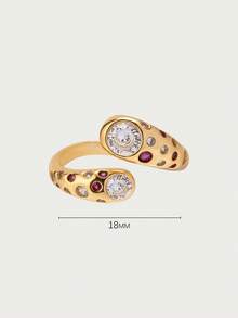 Glisma 18K Gold-Plated Red Diamond Ring,Premium/Old Money/Classy,Summer/Beach/Prom/Party,Layered/Gemstone/Beaded/Crystals,Sexy/Vintage,For Mom/Women/Girl/Mother - Red - View 6