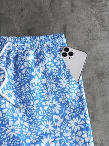 AXEPEAK Men's Ditsy Floral Drawstring Waist Summer Shorts With Slant Pockets - Multicolor - View 5