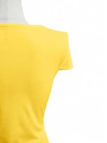 EMERY ROSE Women's Solid Color Elegant V-Neck Criss-Cross T-Shirt - Yellow - View 4
