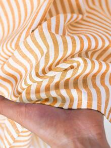 Rusticease Falda casual a rayas de talla grande - Mostaza Amarilla - Ver 6