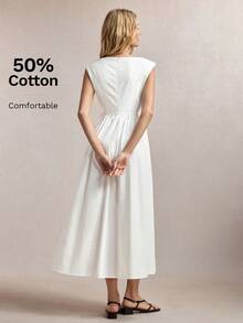 BizChic White Dress Vintage French Elegant Business Formal Wedding Countryside Slouchy Luxury Dating Garden Party Day Party Daily Back To School Birthday - White - View 2