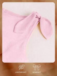 Enchnt 女士纯色无袖露肩打结迷你连衣裙 - 淺粉色 - 查看 7