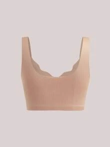 女士无缝聚拢文胸 无钢圈休闲舒适文胸 - 杏色 - 查看 2