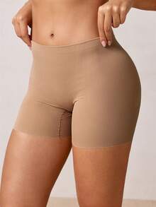 Veilyse 1件装女士束腰塑形短裤，带臀垫，无缝塑形收腹内裤 - 棕色 - 查看 8