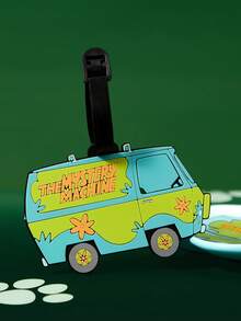 SCOOBY-DOO X SHEIN Étiquette de bagage à motif de dessin animé, étiquette de nom, crochet de sac, carte d'embarquement anti-perte de voyage, charm de sac - Bleu azur - Voir 2