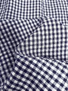 SHEIN Frenchy Bộ đồ nữ kẻ caro cổ tròn và quần ống rộng, kiểu dáng thường ngày, gồm 2 món. - Màu xanh hải quân - Xem 6