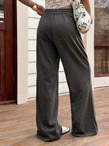 Livesso Pantaloni casual e morbidi da donna decorati con strass - nero - Visualizzare 2