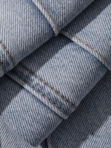 Livesso Quần jeans nữ cạp cao, có túi, ống rộng, dáng suông, thoải mái, đa năng. - Màu xanh lam - Xem 7