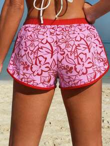 Swim Vcay Short de bain femme d'été, plage, coloré et ludique, imprimé floral tropical, taille élastique. Idéal pour les vacances de printemps, les sorties d'automne, la plage et les activités côtières. Short de plage. Maillot de bain imprimé tropical. Bas de maillot de bain seulement. Short de plage pour femme. Short floral. Short rose. Short de yoga. Maillot de bain short pour femme. Tenue de plage pour femme. Short de sauveteur. Short de course pour femme - Multicolore - Voir 2