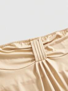 ROMWE Goth Y2K Sexy Slim Fit Solid Color Pleated Tube Top - Khaki - View 3