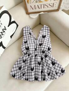 GlowEve Áo không tay nữ họa tiết kẻ caro hình trái tim, viền bèo nhún - Nhiều màu - Xem 8
