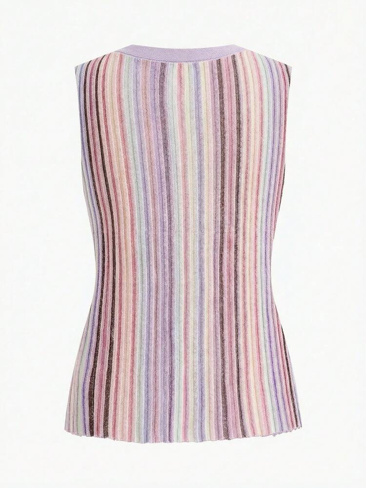 RAINBOW OMBRE STRIPED KNIT TOP