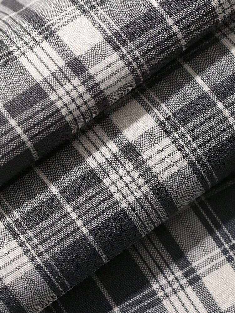 Men's Letter Print Short Sleeve Top And Plaid Pants Pajama Set