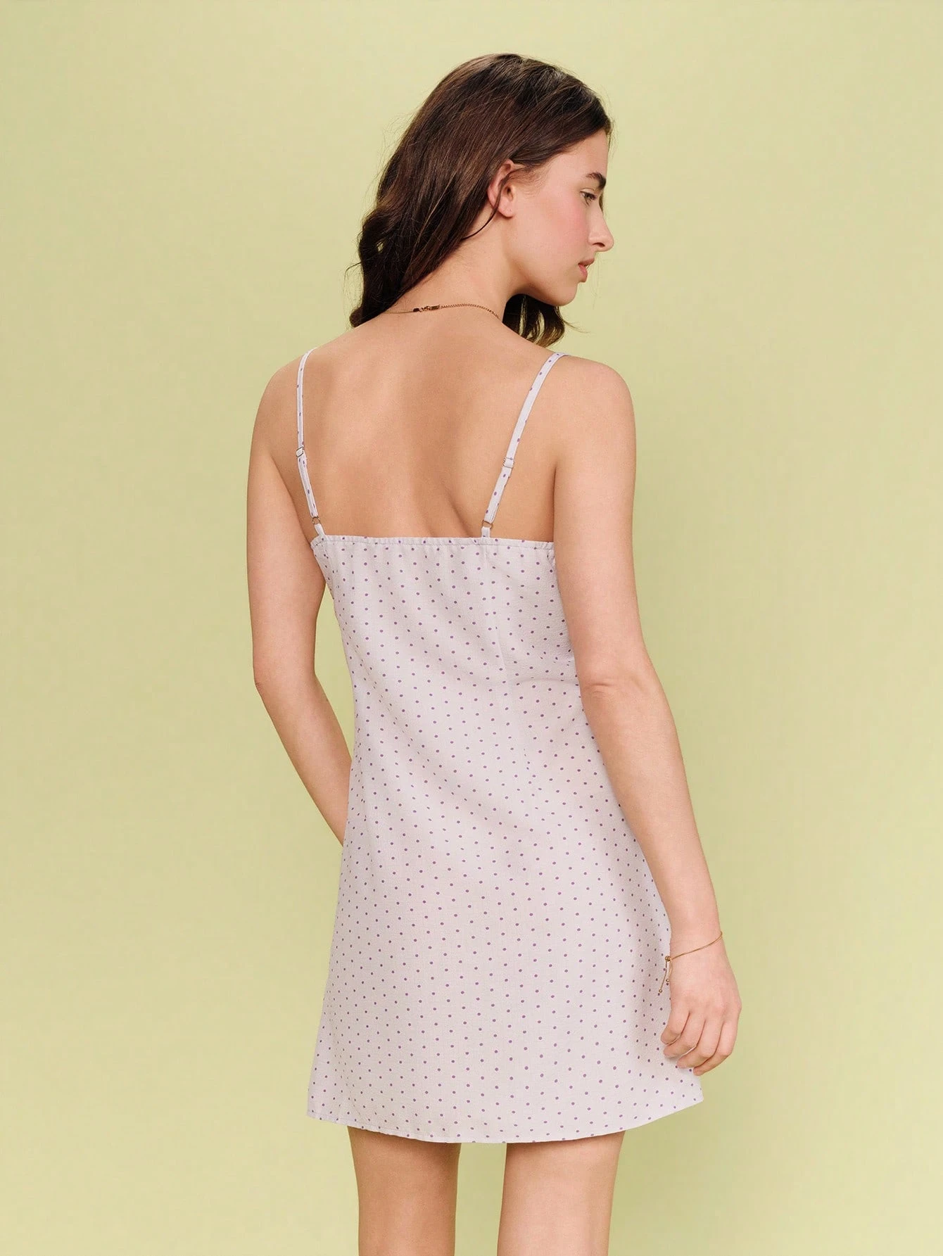 Lilac Polka Dot Fitted Mini Dress With Straps Spring Summer Cute Dress Casual Holiday Dress French Dress Polkadot Dress