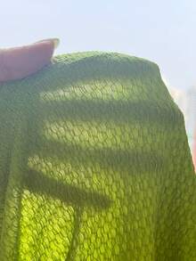SHEIN Tween Girl Cute Lime Green 2 Pieces Set,Summer Vacation Holiday Asymmetrical One Shoulder Tie-Up Drawstring Textured Knit Top&Shorts For Tween Girls - Green - View 7