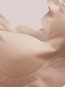 女士无缝聚拢文胸 无钢圈休闲舒适文胸 - 杏色 - 查看 4