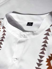 Manfinity CasualCool 男士印花单排扣休闲短袖衬衫 男士时尚衬衫 男装 男士衬衫 - 彩色 - 查看 4