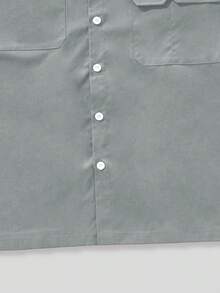 PAVTROS Áo sơ mi nam Manfinity Streetrush dáng rộng, thiết kế nhiều túi tiện dụng, màu xanh dương, tay ngắn, cài nút, áo sơ mi casual nhiều túi, áo sơ mi nam cài nút, trang phục đường phố nam giới. - Màu xanh lam - Xem 5