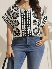 Comfylo Blusa casual de manga de murciélago con estampado floral talla grande para mujer, blusa bohemia de verano de manga corta, blusas y blusas casuales para mujer, últimas blusas para mujer, blusas de mujer casuales, blusas modernas con estampado para mujer, blusas bohemias para mujer, últimas blusas para mujer, nuevas llegadas de blusas de manga corta para mujer, blusas y blusas casuales para mujer, blusas casuales con estampado floral para mujer - Multicolor - Ver 6