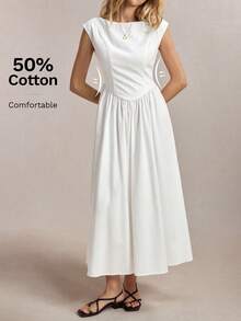 BizChic White Dress Vintage French Elegant Business Formal Wedding Countryside Slouchy Luxury Dating Garden Party Day Party Daily Back To School Birthday - White - View 1