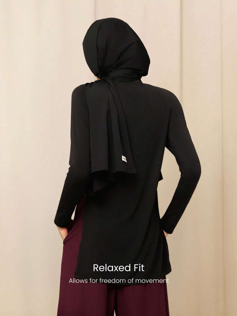Modest 1PC TENCEL™ Modal City Sweetheart Silky-Smooth Lightweight Sweat-Wicking Side-Split Hem Mid-Length Long-Sleeve Crewneck Daily Casual Wear
