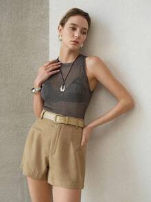 MOTF PREMIUM 时尚透视修身针织上衣 - 灰色 - 查看 6