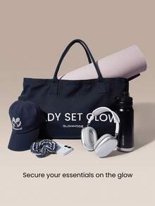 GLOWMODE Big Glow 27升侧袋大容量帆布手提包，适合健身房、工作室、旅行、度假、日常活动穿着 - 藏蓝色 - 查看 4
