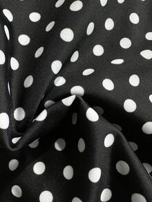 SHEIN 4pcs/Set Teen Girl Summer Beach Vacation Polka Dot Pattern + Solid Black Camisole Bikini - Black - View 7