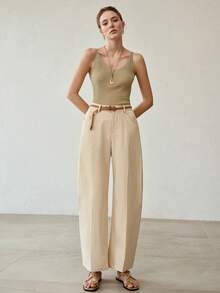 MOTF PREMIUM WOMEN'S SOLID COLOR V-NECK RIBBED KNIT TOP - Gold - View 5