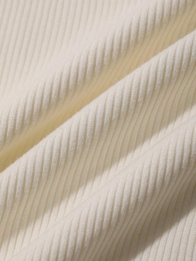 White Hollow-Out Slim Fit Shoulder Top For Women, Spring & Summer