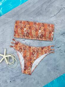 Swim Vcay Women's Summer Beach Floral Print Bikini And Triangle Panty Swimsuit Set - Multicolor - View 2