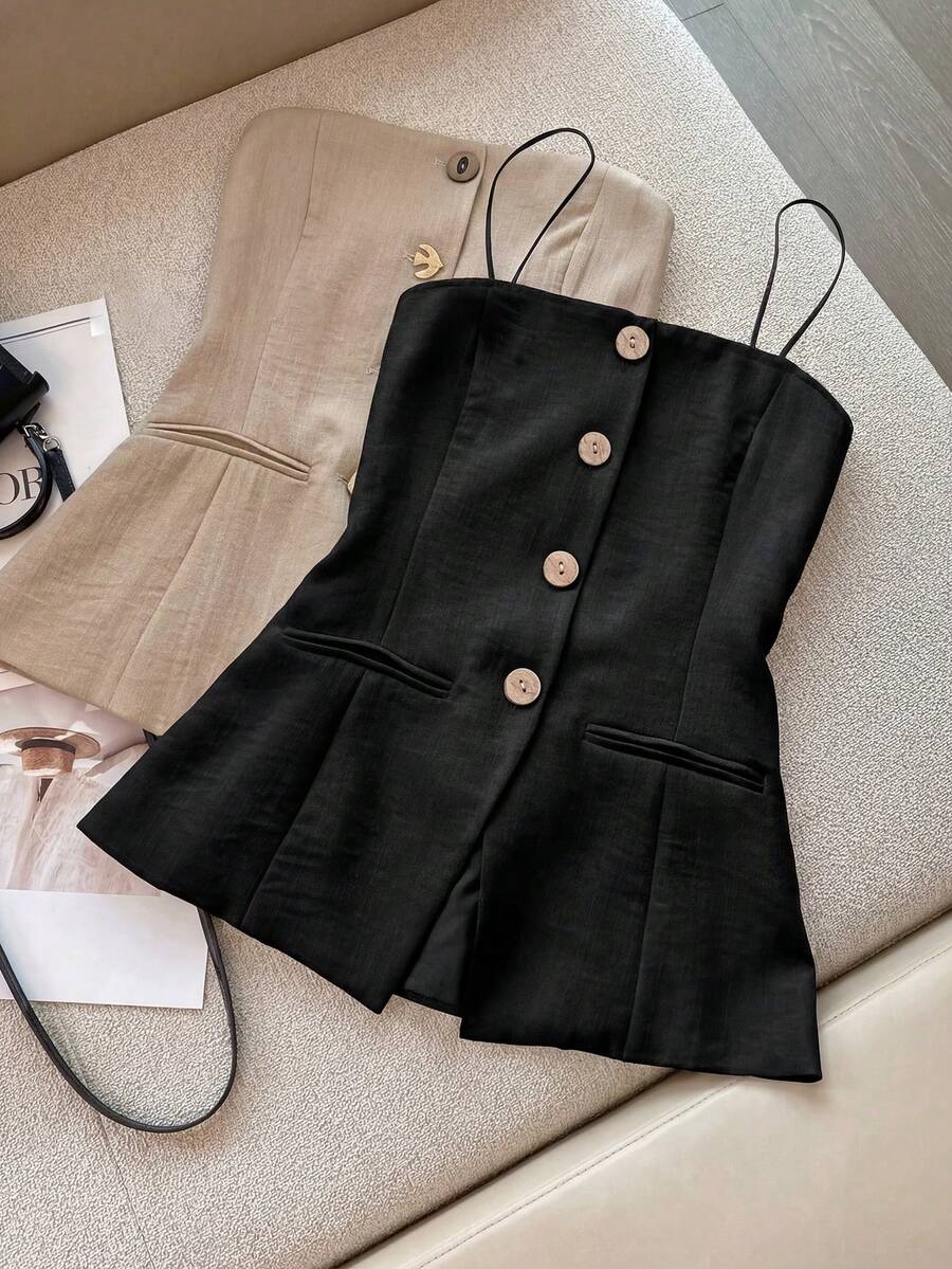 Franclia Women's Black Summer Elegant Slim Fit Sleeveless Blouse,Leopard Print Top For Date,Casual Outdoor Beach Vacation Party Commuting Dressing Tops - Black - View 1